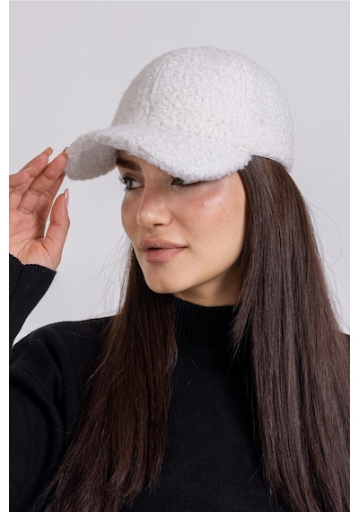Ladycolor Şapka Peluş Ponpon Kumaş Beyaz Beyaz