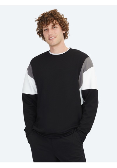Kip Siyah Bisiklet Yaka Sweatshirt Siyah -