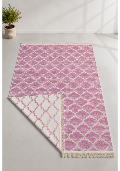 Kilim Paspas Çok Amaçlı Halı Makinede Yıkanabilir Toz Yapmaz Pembe 5