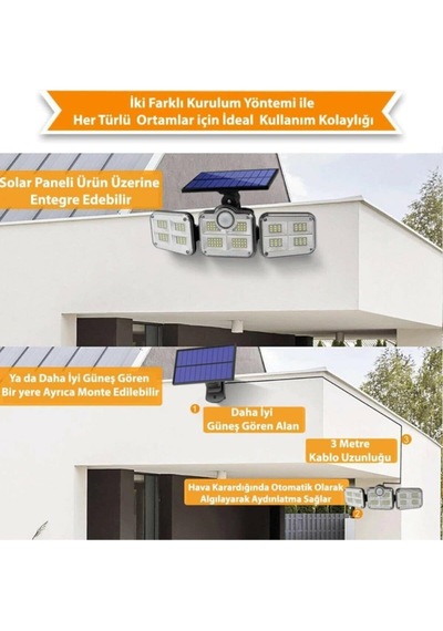 A618 Kumandalı Solar Güneş Enerjili 122 Ledli Hareket Sensörlü Bahçe Aydınlatma