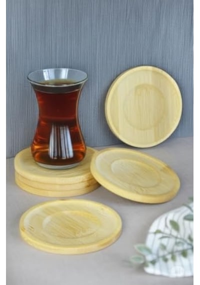 Bambu Serisi 10 Cm Genişlikte Yuvarlak 6&apos Lı Çay Bardağı Altlığı 1