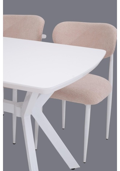 Venedik Polo Mdf Lak Panel Açılır Mutfak Masa Sandalye Takımı 80 130cm beyaz