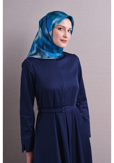 Armine Sura İpek Eşarp 2026-2027 - Sonbahar Kış-asm9605 Mavi