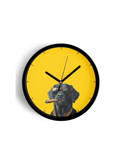 Cool Köpek Tasarım Modern Duvar Saati - 30cm - Önü Camlı Siyah Kasa - Sessiz Mekanizma-jh0526 Siyah