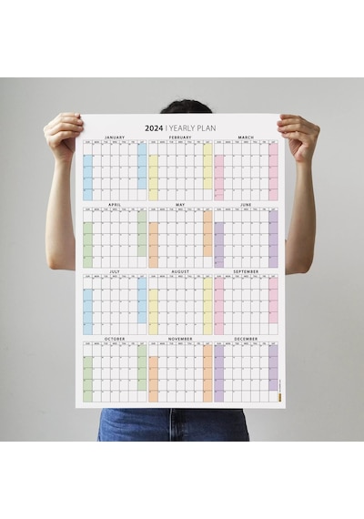 2027 Amerikan Standardı Takvim, Yıllık Planlayıcı Duvar Takvimi, Sunday Start Wall Planner Çok Renkli