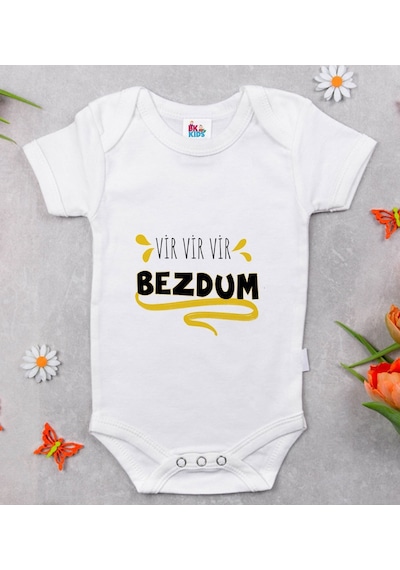 Bk Kids Bezdum Tasarımlı Beyaz Bebek Body Zıbın-5 Çok Renkli