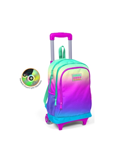 Coral High Kids Renk Geçişli Üç Bölmeli Işıklı Tekerlekli Çekçekli Sırt Çantası 23910