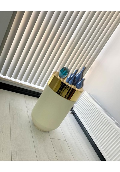 Dekoratif Gold Darbuka Beyaz Sehpa 70cm