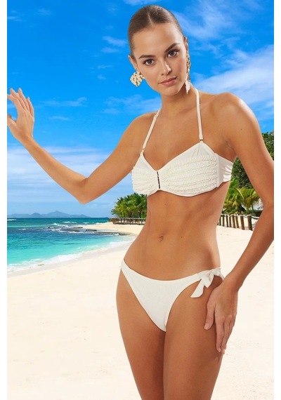 Ersefa Tasarım Bikini Takımı Plaj Ve Havuz İçin Uv Korumalı Klora Dayanı Ekru