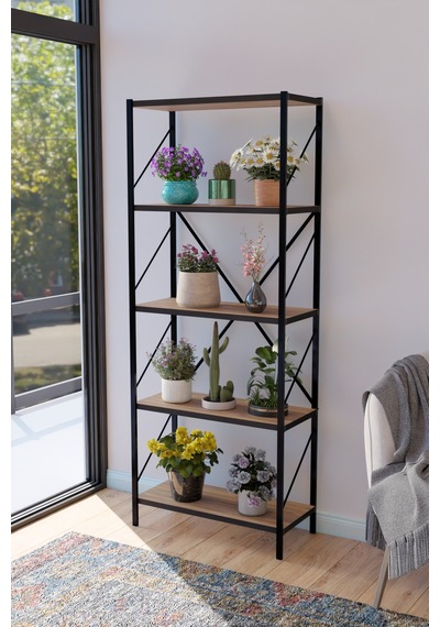 Titan Saksılık Saksı Çiçek Standı Rafı Dekoratif Çok Amaçlı Saksılık 150x60cm Atlantikçam Kahverengi