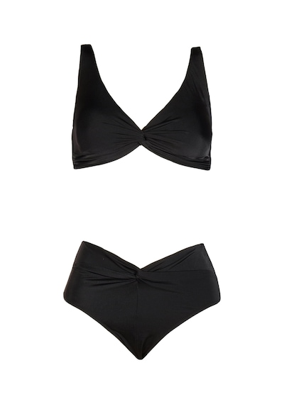 Endeep Kadın Yüksek Bel Siyah Bikini Takımı Düz Siyah