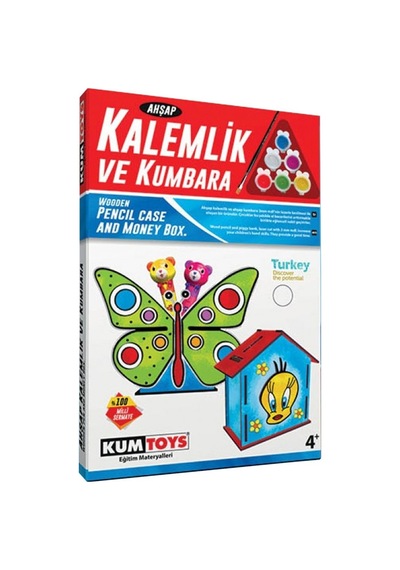 5304 Ahşap Kalemlik Ve Kumbara  Seti