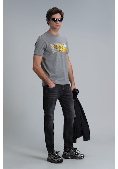 Lufian June Modern Grafik T- Shirt Gri Gri 111020192100150 111020192100150 Gri