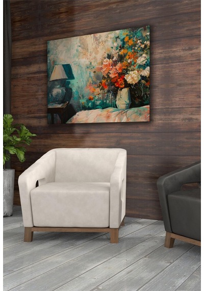 Kanvas Tablo Vazoda Renkli Turuncu Çiçekler Dekoratif Kanvas Tablo 30 X 40
