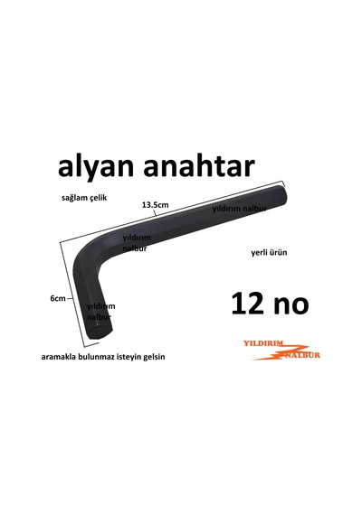 Alyan Anahtar 12 No Cerpa Tek Alyan Çelik 12mm L Alyan