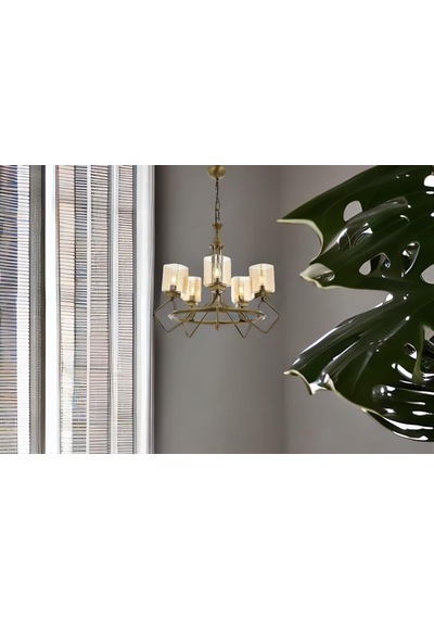 Avonnı Av601355e Eskitme Kaplama Avize E27 Metal Dekoratif Salon Aydınlatma Af3-3793 - Teşhir Bronz