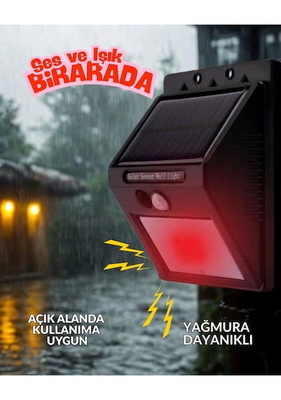 Hayvan Kovucu Işıklı Sesli Güneş Enerjili Sensörlü Gece Gündüz Modlu