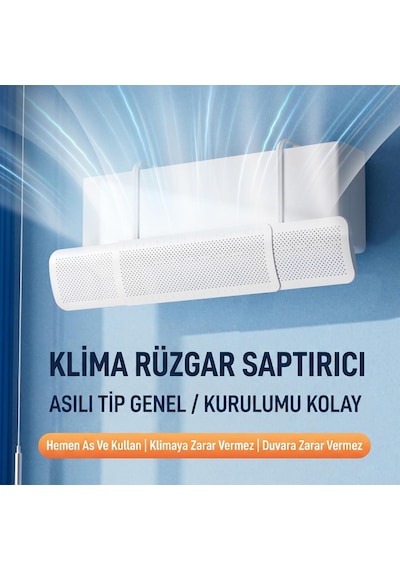 Coverzone Ayarlanabilir Split Tipi Klima Hava Yönlendirici Filtre 57-96 Cm, Klima Siperliği, Çarpma Önleyici Aparat,