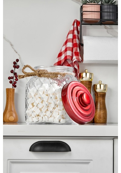 Cooker Nostalji 20 Cm 2,5 Litre Kırmızı Vakum Kapaklı Cam Kavanoz 1 Adet Ckr3812 Çok Renkli