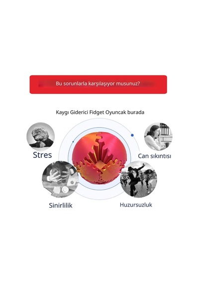 3d Baskılı Dişli Top Pla Malzeme, Stres Giderici Dönme Oyuncağı, Taşınabilir Spinner Küre Turuncu