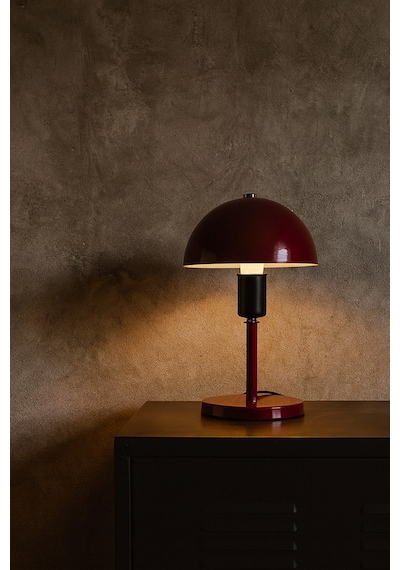 Modern Bordo Metal Masa Lambası Mantar Başlıklı Dekoratif Masa Ve Komodin Lambası Bordo