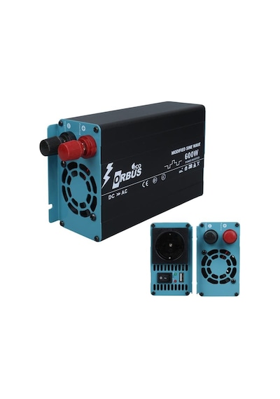 Orbus Orb600m Dc 12v - 220v Ac 600w/1200w Modified Sinus Sine Wave Inverter