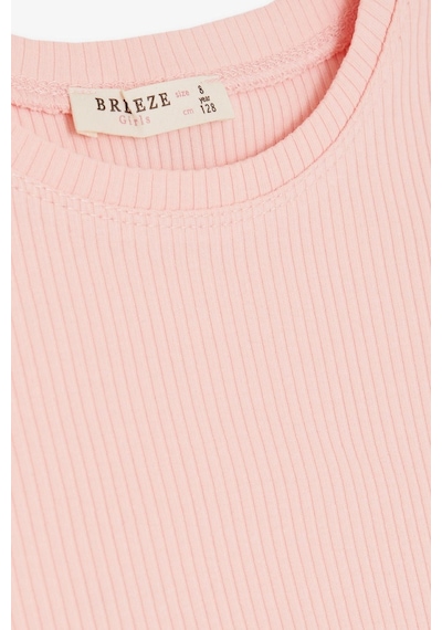 Breeze Kız Çocuk Crop Tişört Kolları Fırfırlı 8-14 Yaş, Somon-somon Somon