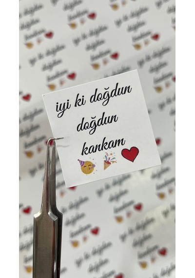 İyi Ki Doğdun Kankam Yazılı Çikolata Etiketi Etiket 35 Mm 88 Adet - Arl Etiket Tasarım Beyaz