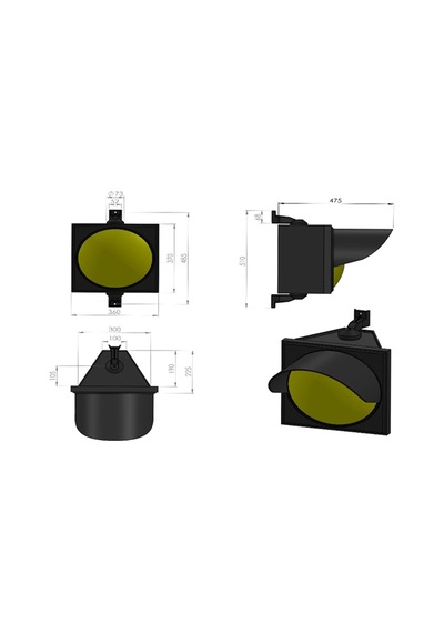 300 mm Power Ledli Tekli Sinyal Verici, Trafik Lambası-575 - 24 VDC