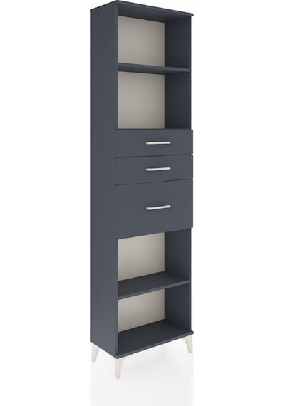 Arges Dolap 3 Raflı 3 Çekmeceli 60x30x221 Antrasit-antrasit Antrasit