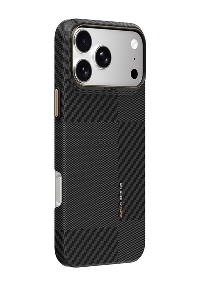 Apple iPhone 18 Pro Max Kılıf M-safe Uyumlu 600d Raptic Aramid Fiber Karbon Geotik Serisi Kapak Siyah
