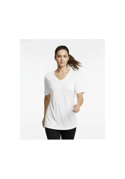 Lyvean V Yaka Oversıze Kısa Kollu Tshirt Beyaz