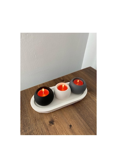 Mumluk Seti Özel Tasarım Beyaz Standlı Mumluk 3 Renk Şık Ve Minimalist Tasarım Mumlar Hediye Renkli