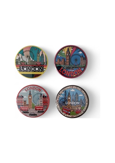 Londra Magnet Set 1 - 4'lü Buzdolabı Magnet London Karışık Renkli