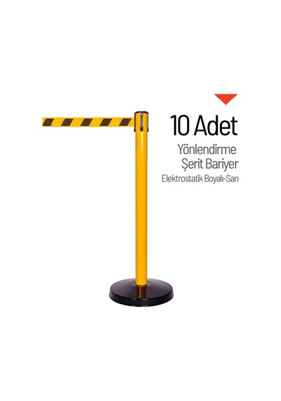 10'lu Yönlendirme Şerit Bariyer Seti Boyalı Sarı Çift Renkli Şerit -3655