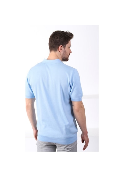 Ferraro Buzmavi Polo Yaka Baklava Desen Erkek Pamuk Triko T-Shirt