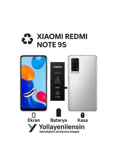 Xiaomi Redmi Note 9s  Kiti Ekran + Batarya + Arka Kasa Model Uyumlu, Yüksek Kalite Parça
