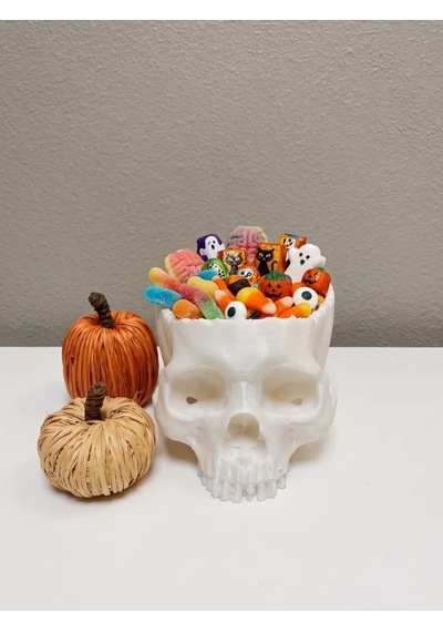 Halloween Cadılar Bayramı Dekoratif Kuru Kafa Şekerlik Kase Masa Üstü Dekor