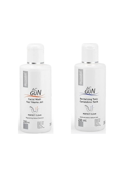 Dermoskin Acnegun Yüz Yıkama Jeli 200 ML + Dermoskin Acnegun Canlandırıcı Tonik 200 ML