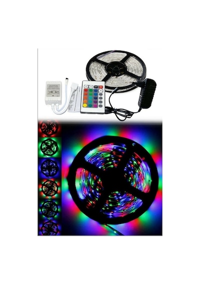 Wn-1161 Şerit Led 5 Metre Rgb Led Işık Uzaktan Kumandalı Tak Çalıştır 3 Çipli İç Mekan Led Çok Renkli