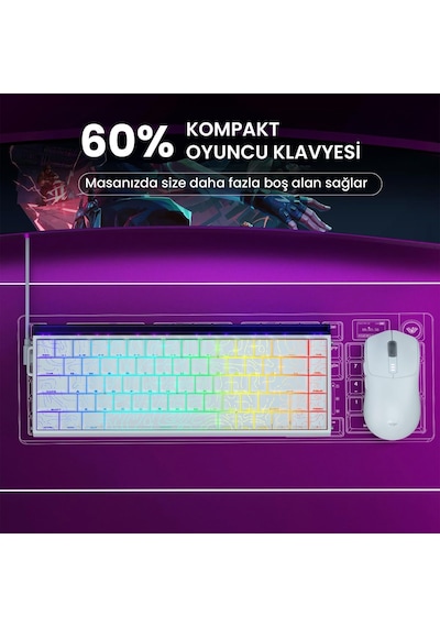 Aula Hero 68 He Manyetik Klavye Rapid Trigger Black King Switch 8000Hz RGB TKL Hot Swap Oyuncu Klavyesi