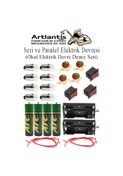 Seri Ve Paralel Basit Elektrik Devresi 1 Paket Deney Seti Sarı Mini Duy 4 Adet Mini Ampul 8 Adet Anahtar İş Eğitimi Seti