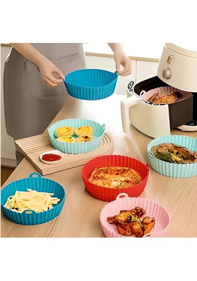 Airfryer Için Silikon Yanmaz Pişirme Kabı Silikon Kırmızı Diğer