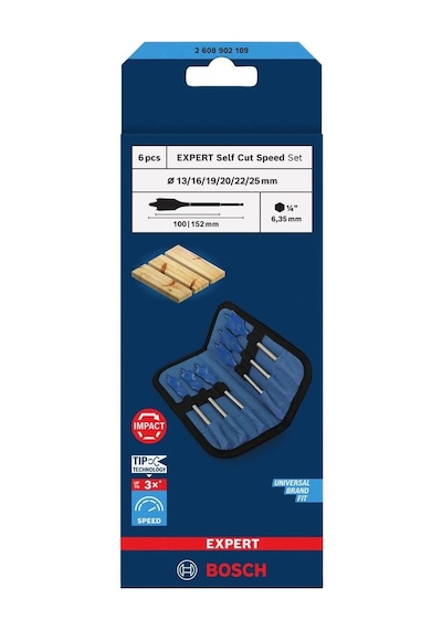 Bosch Expert 13-25 Mm 6 Lı Ahşap Yaprak Matkap Ucu Seti 2608902109