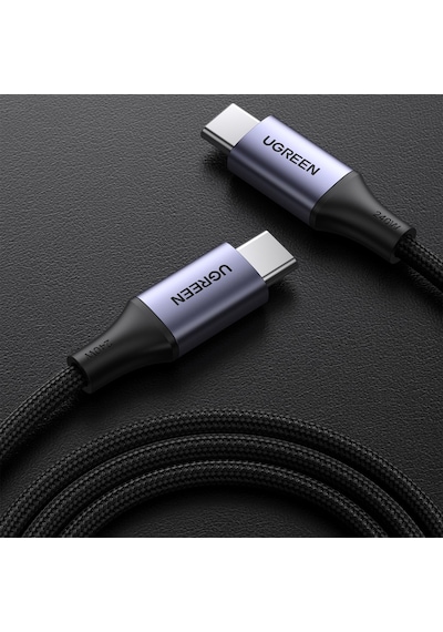 Ugreen 15311 USB-C 240 W Örgülü Hızlı Şarj Kablosu Siyah 1 M