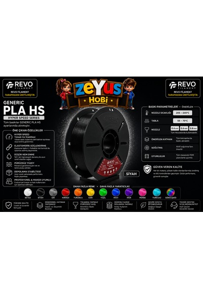 Generic Pla Hs Hyper Speed Filament Siyah 1.75 Mm 1000 Gr Siyah Filament