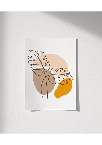 Çerçevesiz Poster Çizgisel Bitki No 2
