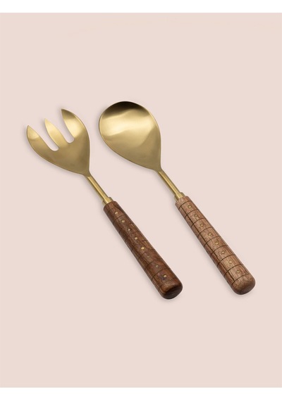 The Mia Ckb0270 Wood Salata Servis Takımı 2 Parça Gold