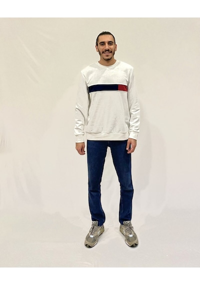 Erkek Bisiklet Yaka Rahat Kalıp 3 İplik Kalın Garnili Sweatshirt Spr24sw35 Ecru