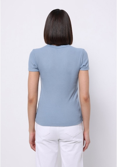 Colin's Colins Slim Fit Yuvarlak Yaka Düz Kadın Mavi Kısa Kol Tişört Cl1075453 Q1.v1 Blm